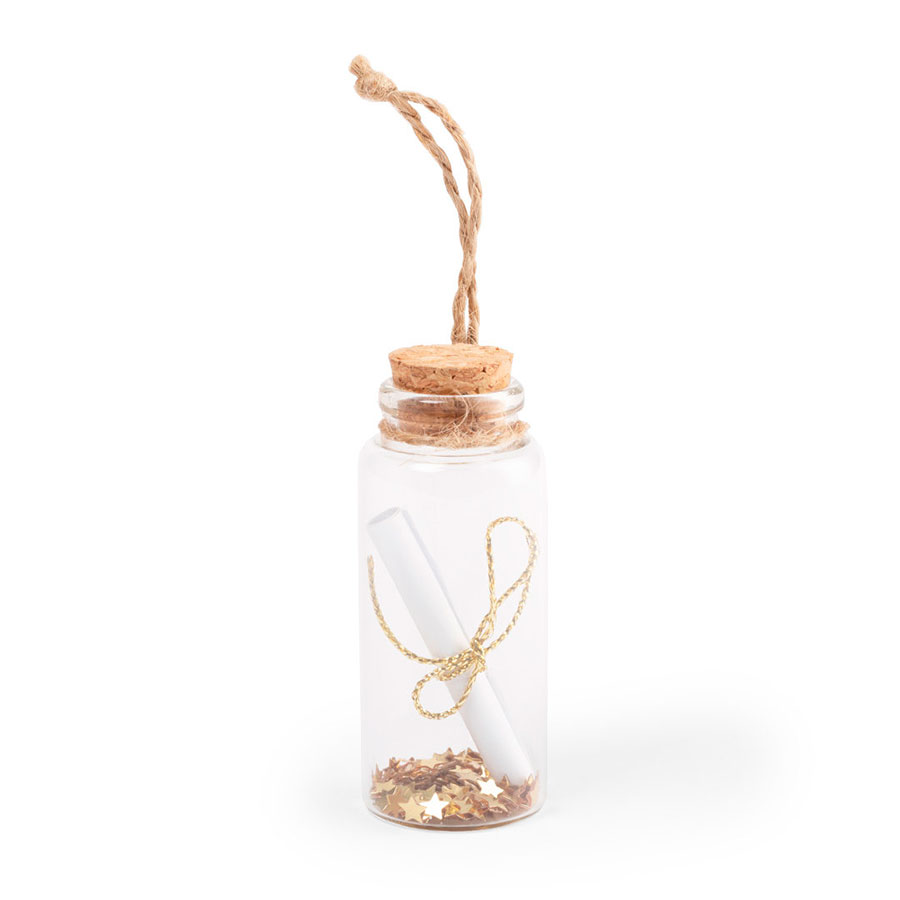 картинка Бутылочка для пожеланий SHOILEN, 7,4х3см, стекло. пробковое дерево, бумага от магазина