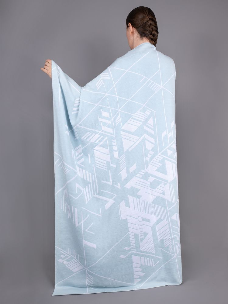 картинка Плед Winterflake, бело-голубой с люрексом от магазина