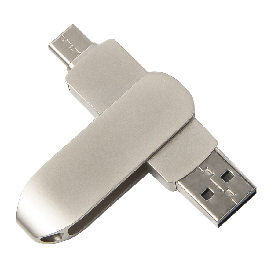 картинка USB flash-карта CIRCLE OTG Type-C (32Гб), серебристая, 6,5х1,5х0,82 см, металл от магазина