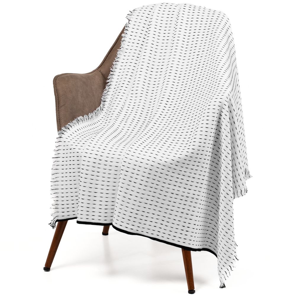 картинка Плед Fringy, белый с черным от магазина