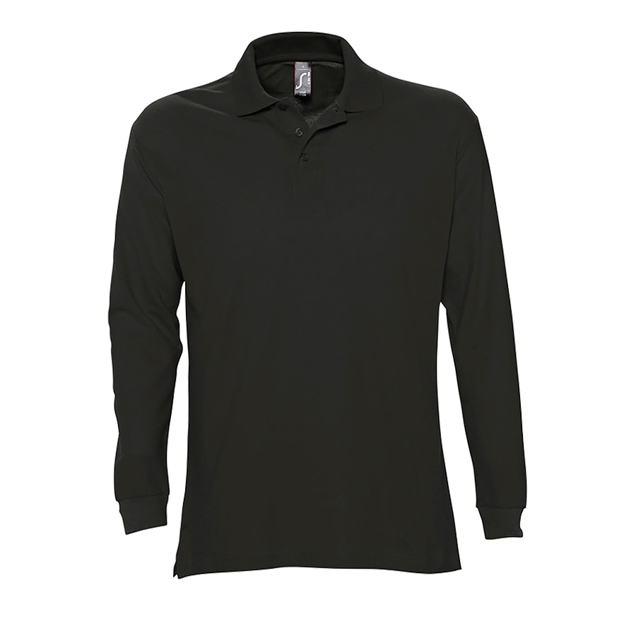 картинка Рубашка поло мужская с длинным рукавом STAR, черный, S, 100% хлопок, 170 г/м2 от магазина