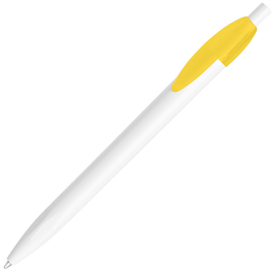 картинка Ручка шариковая X-1 WHITE, белый/желтый непрозрачный клип, пластик от магазина