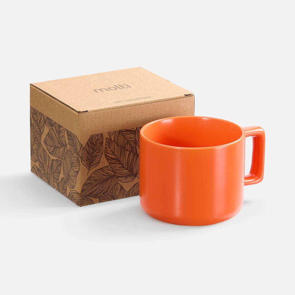 картинка Чашка Jumbo в коробке матовая, оранжевая от магазина