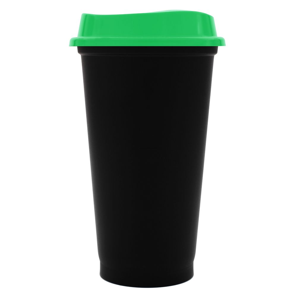 картинка Стакан с крышкой Color Cap Black, черный с зеленым от магазина
