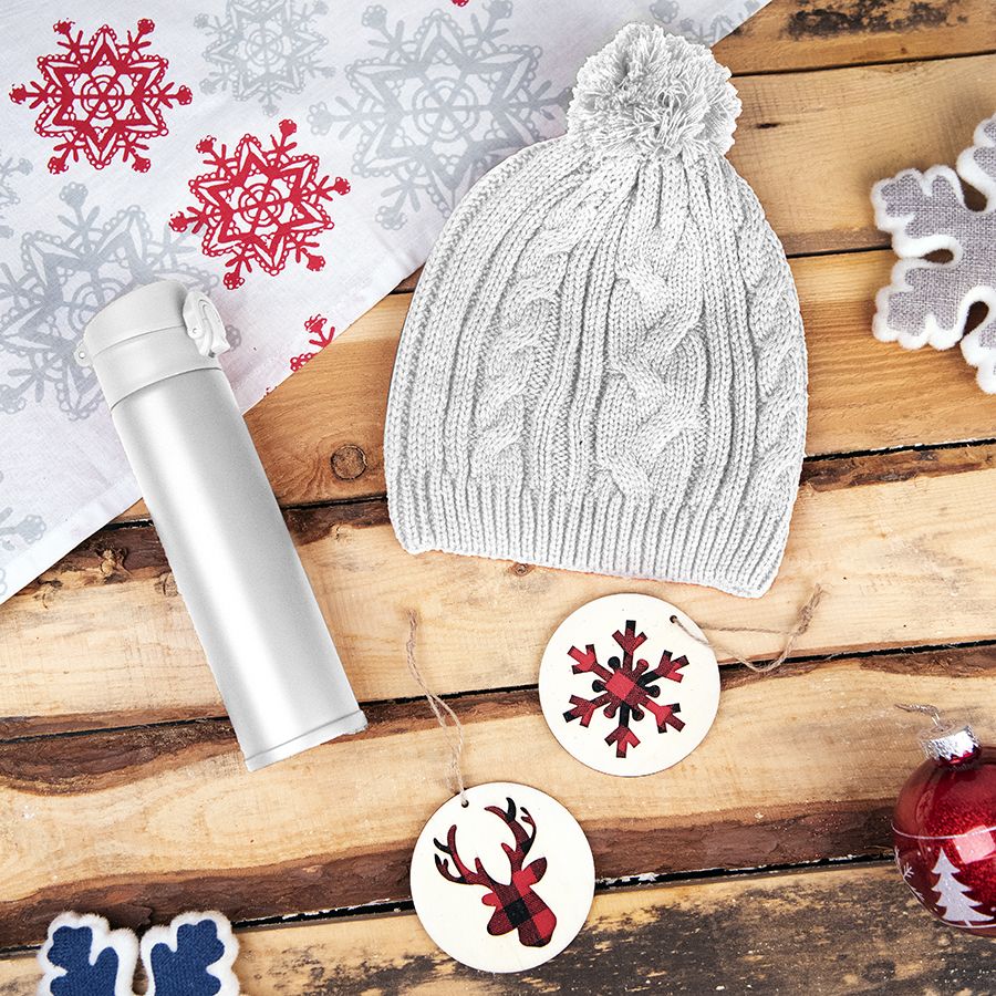 картинка Подарочный набор WINTER TALE: шапка, термос, новогодние украшения, белый от магазина