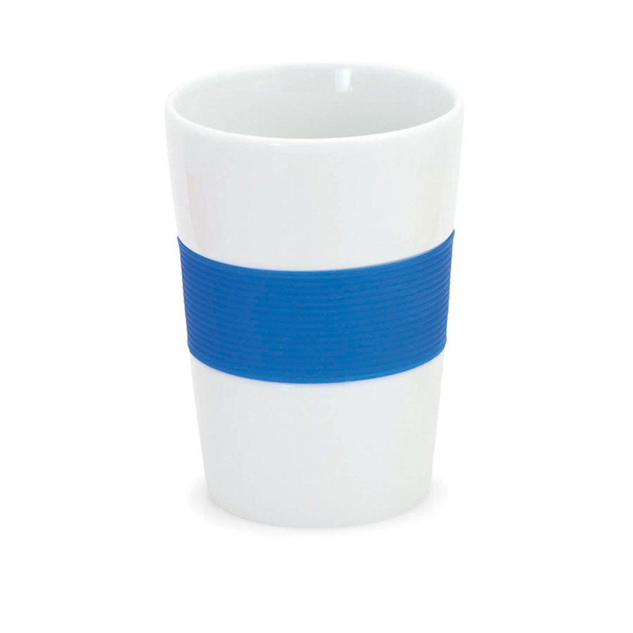 картинка Стакан NELO, белый с синим, 350мл, 11,2х8см, тонкая керамика, силикон от магазина