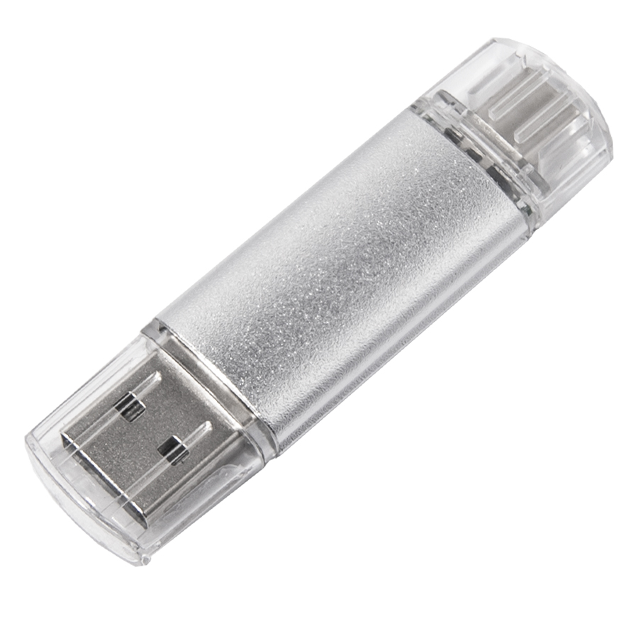 картинка USB flash-карта ASSORTI OTG Type-C (16Гб), серебристая, 6,3х1,7х0,8 см, металл от магазина