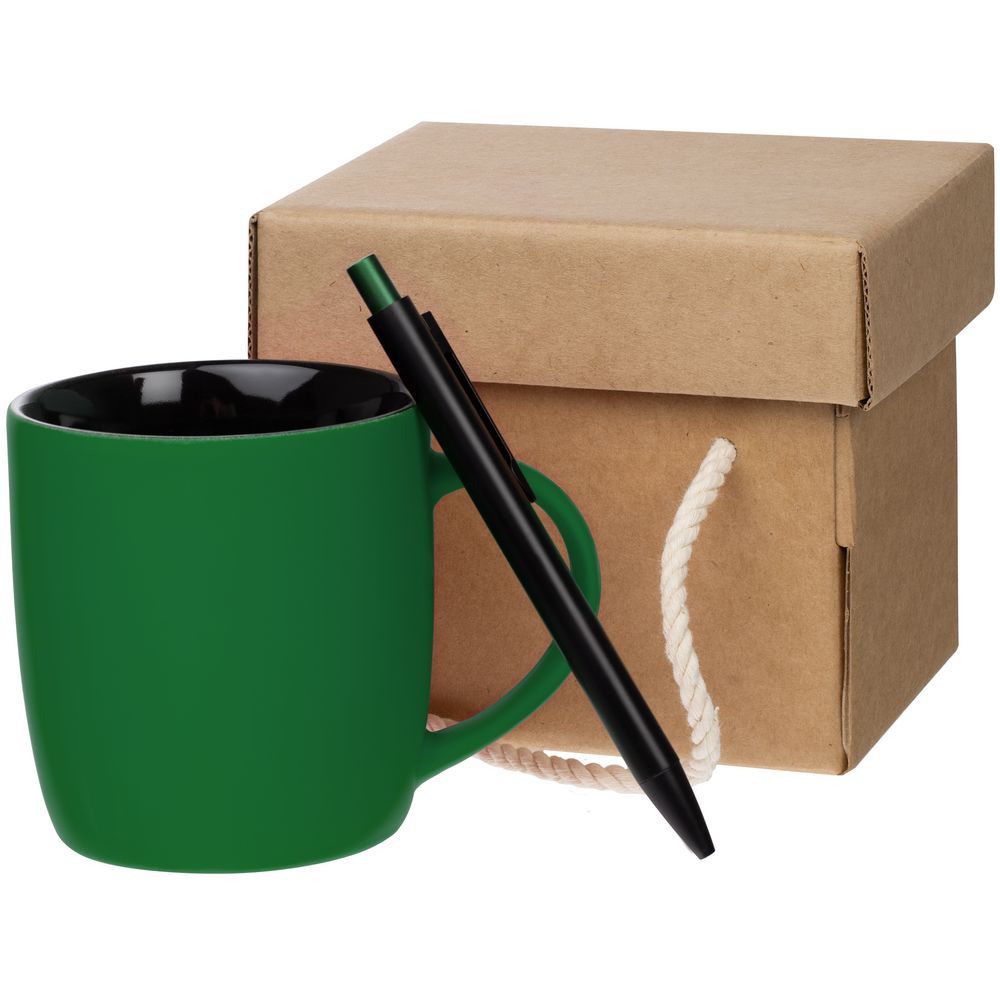 картинка Набор Color Block: кружка и ручка, зеленый с черным от магазина