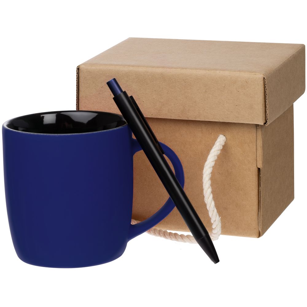 картинка Набор Color Block: кружка и ручка, синий с черный от магазина