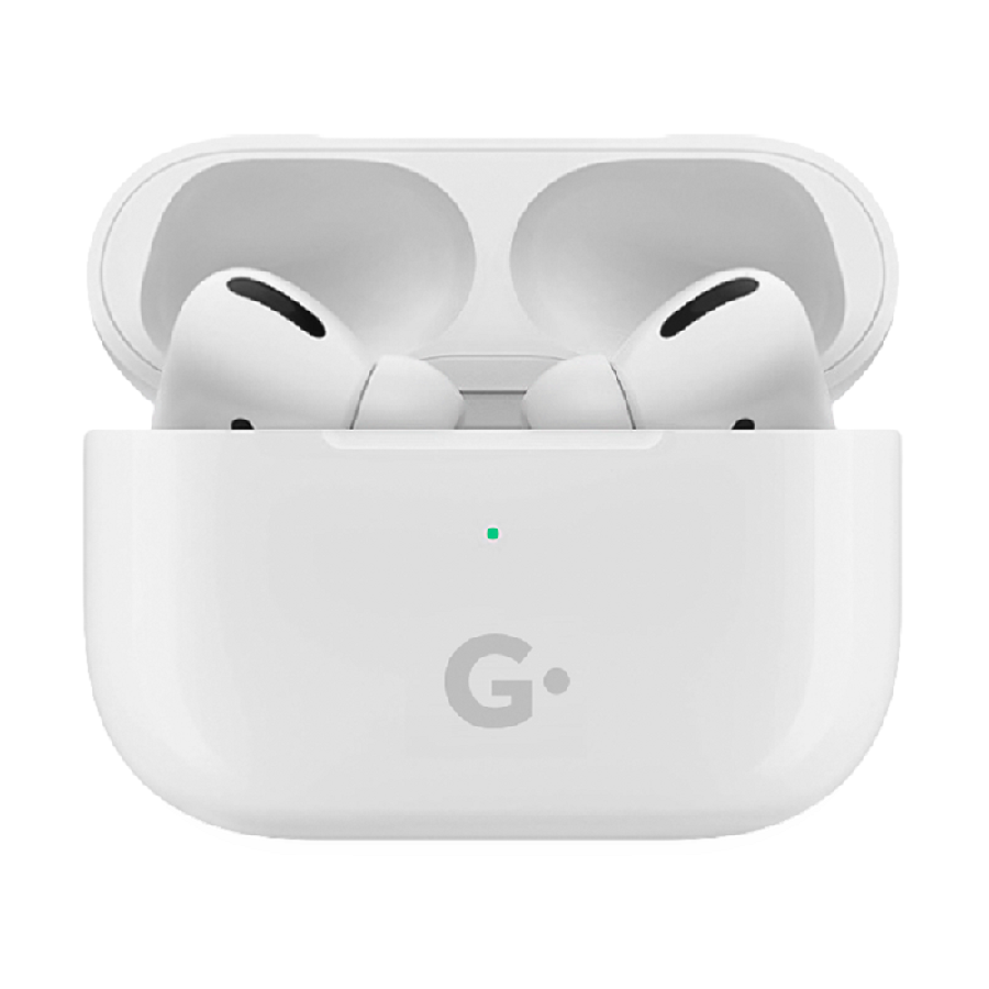 картинка Наушники беспроводные GEOZON G-PRO, с зарядным боксом, с беспроводной зарядкой, белые от магазина