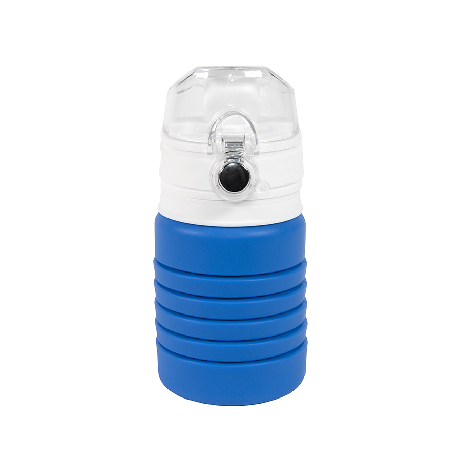 картинка Бутылка для воды складная с карабином SPRING; синяя, 550/250 мл, силикон от магазина