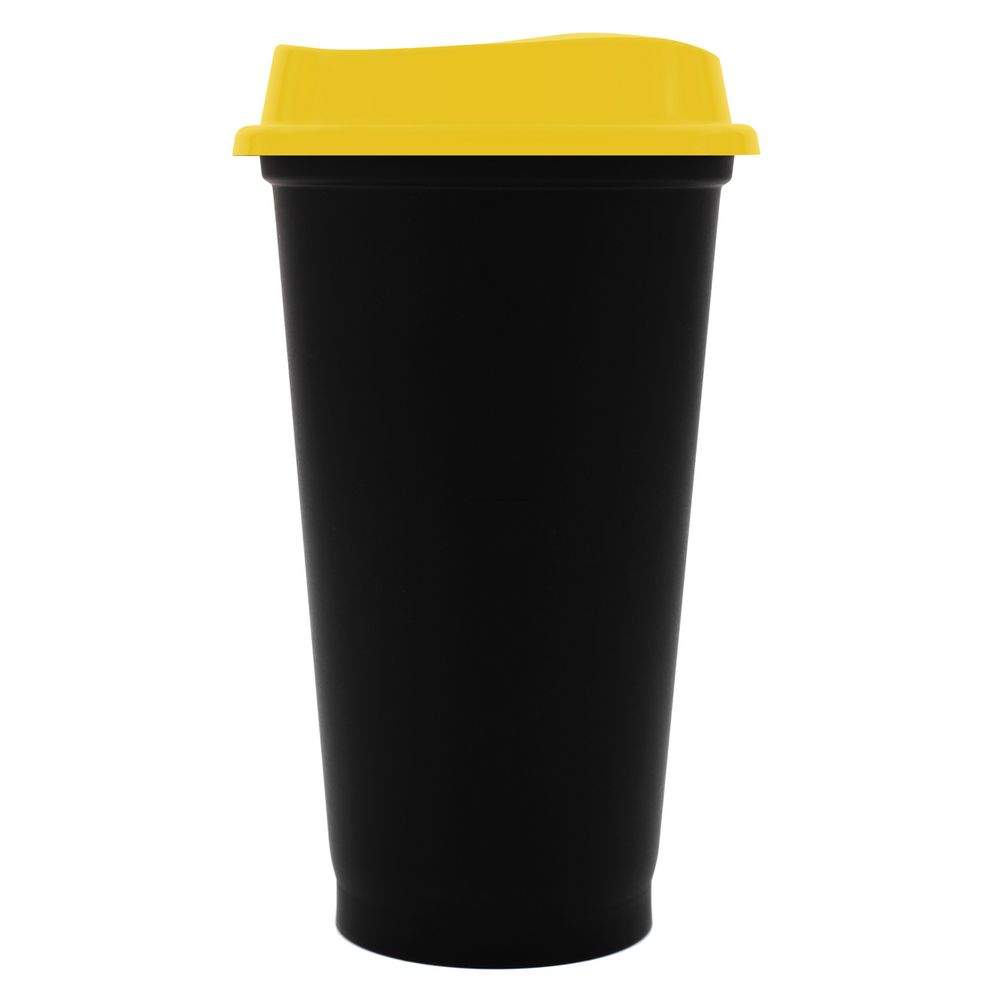 картинка Стакан с крышкой Color Cap Black, черный с желтым от магазина