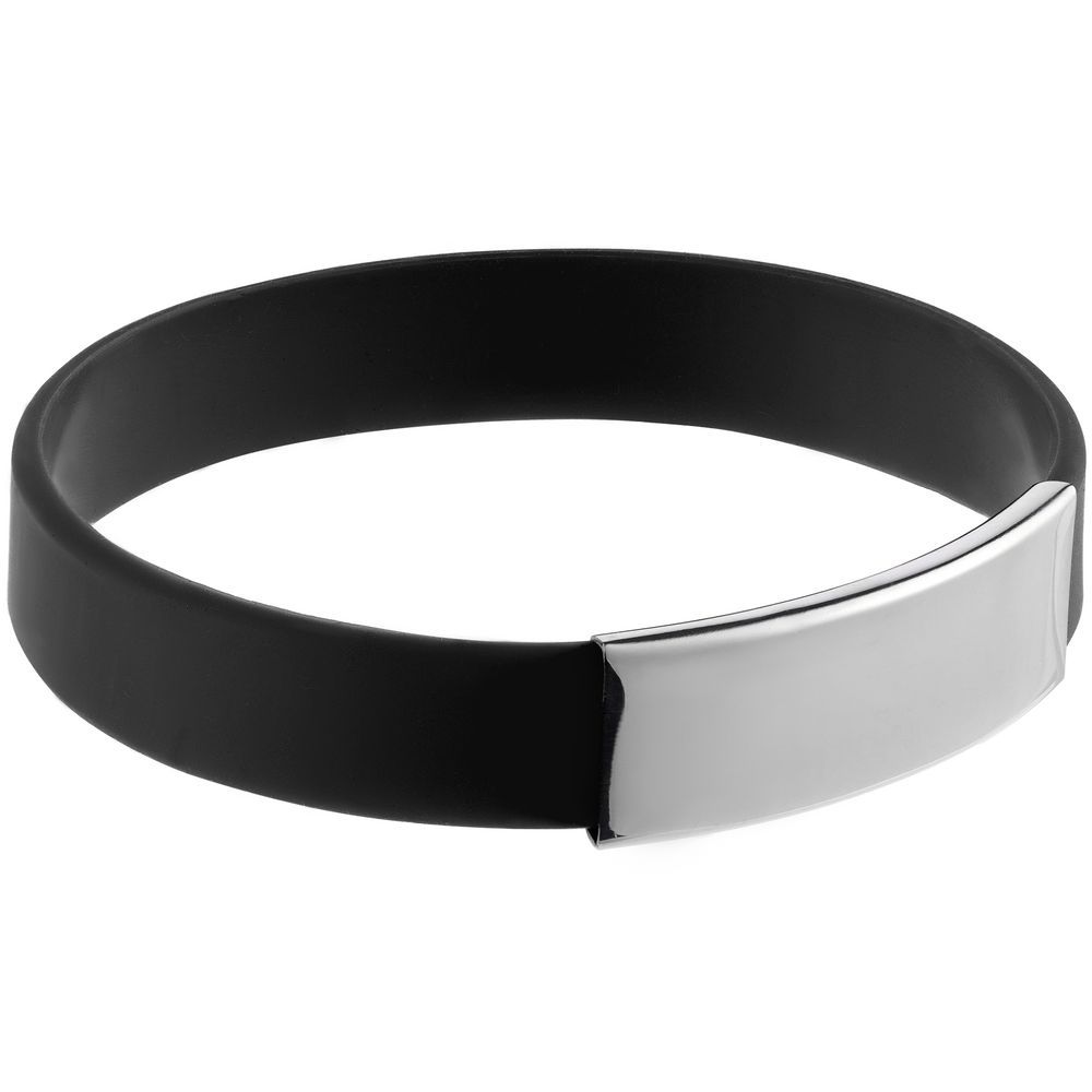 картинка Силиконовый браслет Brisky с металлическим шильдом, черный от магазина
