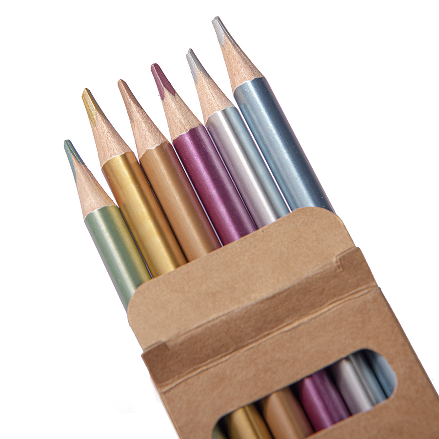 картинка Набор цветных карандашей METALLIC, 6 цветов, дерево, картон от магазина