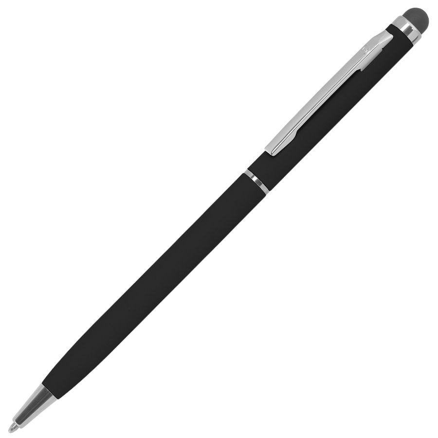 картинка TOUCHWRITER SOFT, ручка шариковая со стилусом для сенсорных экранов, черный/хром, металл/soft-touch от магазина