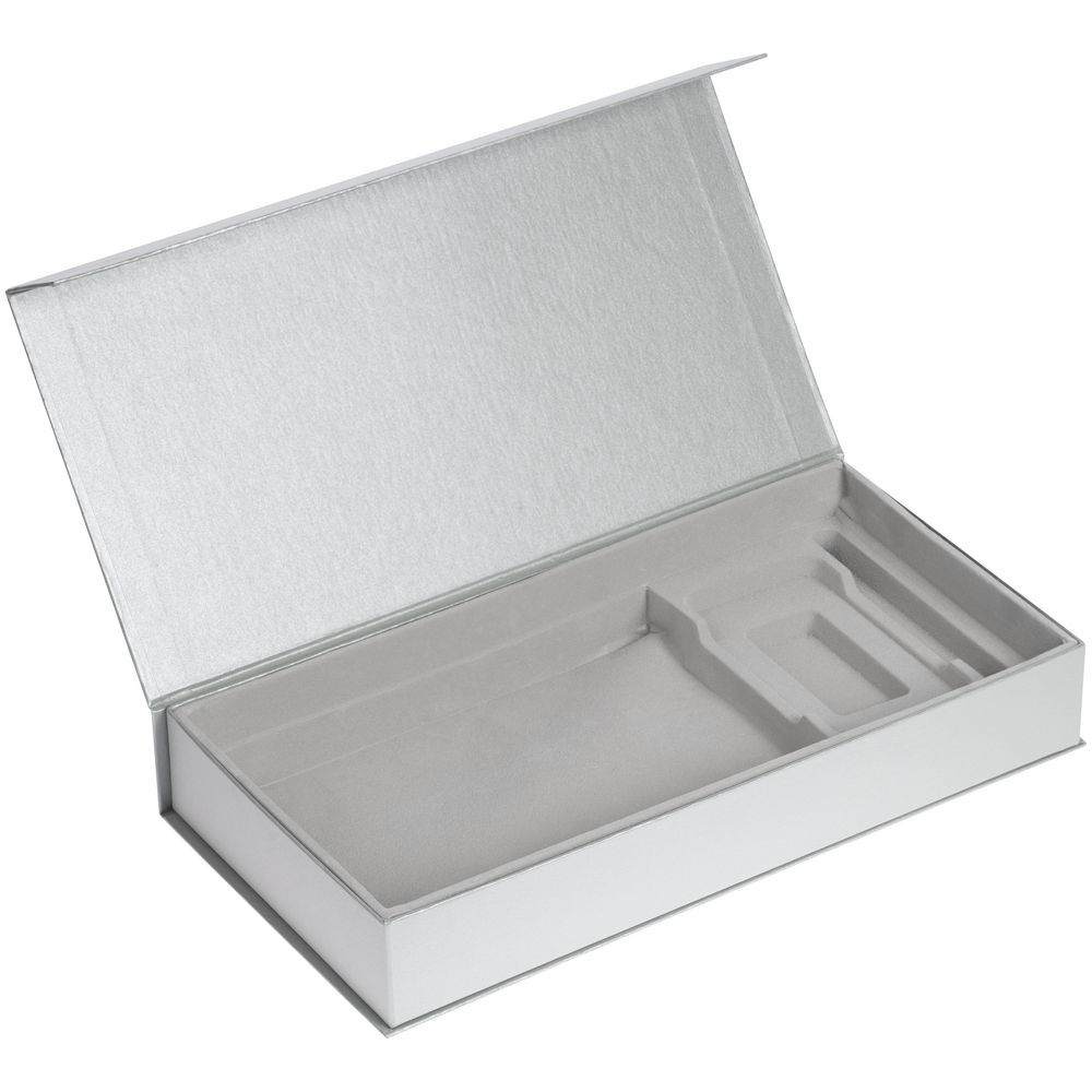 картинка Коробка Planning с ложементом под набор с планингом, ежедневником, ручкой и аккумулятором, серебристая от магазина