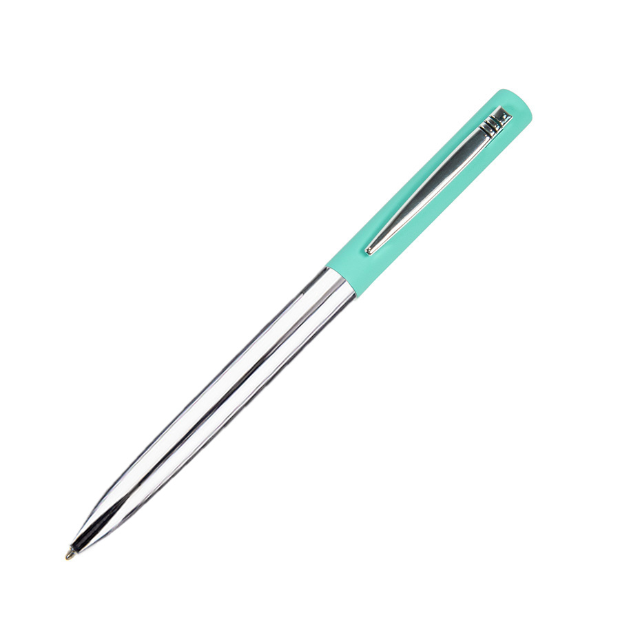 картинка CLIPPER, ручка шариковая, бирюзовый/хром, металл, покрытие soft touch от магазина