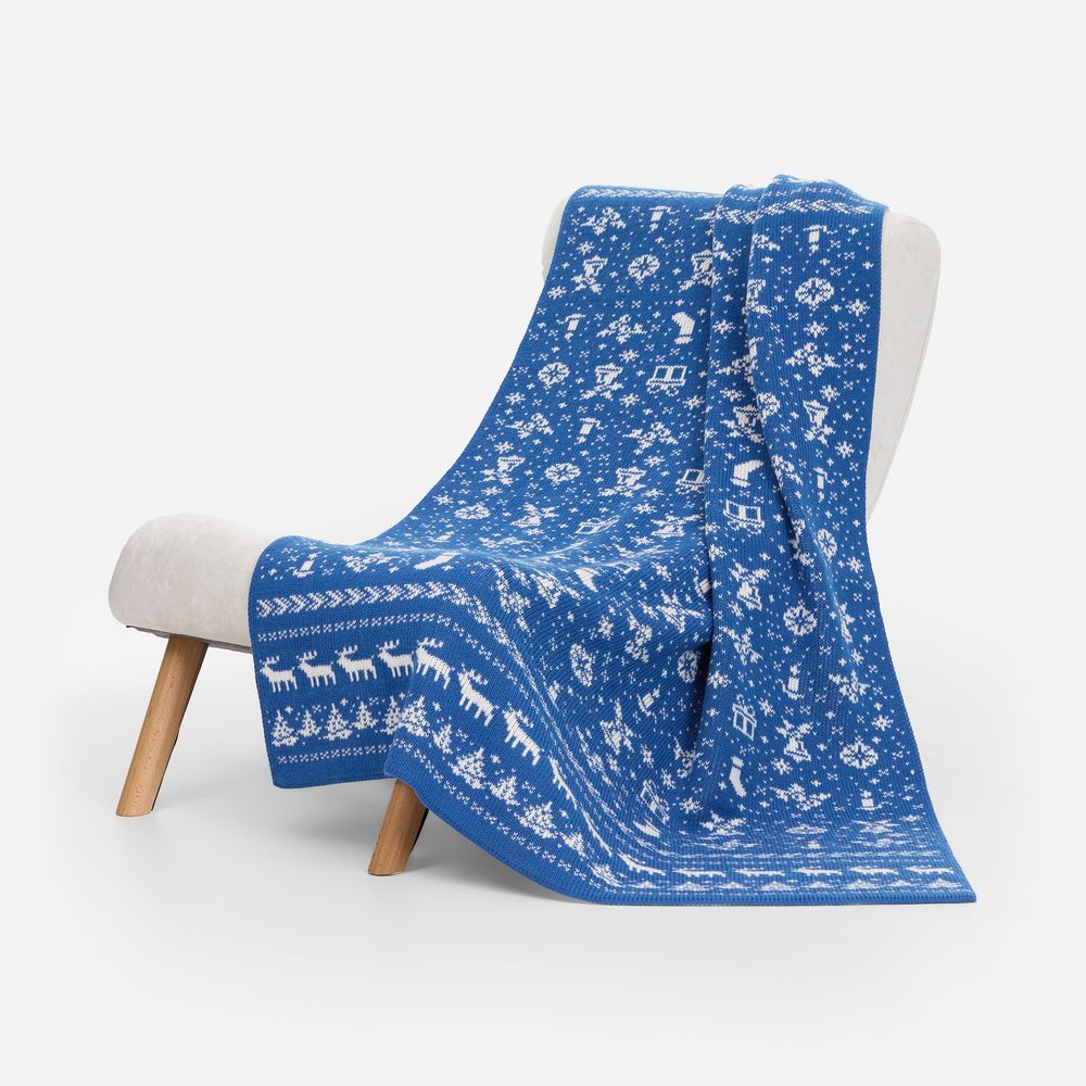 картинка Плед Holidale, синий с молочным от магазина