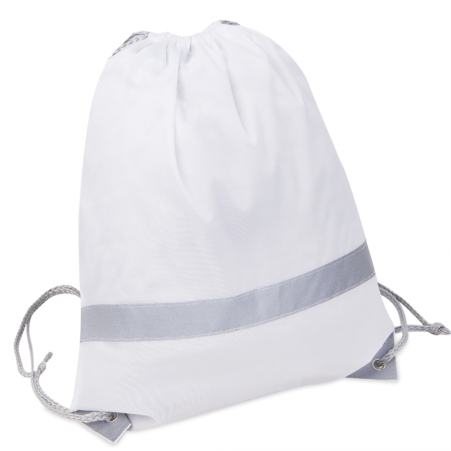 картинка Рюкзак мешок со светоотражающей полосой RAY, белый, 35*41 см, полиэстер 210D от магазина