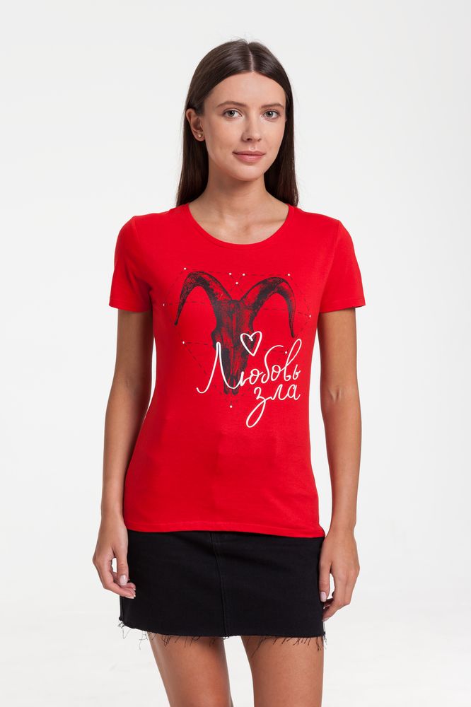 картинка Футболка женская «Любовь зла», красная от магазина