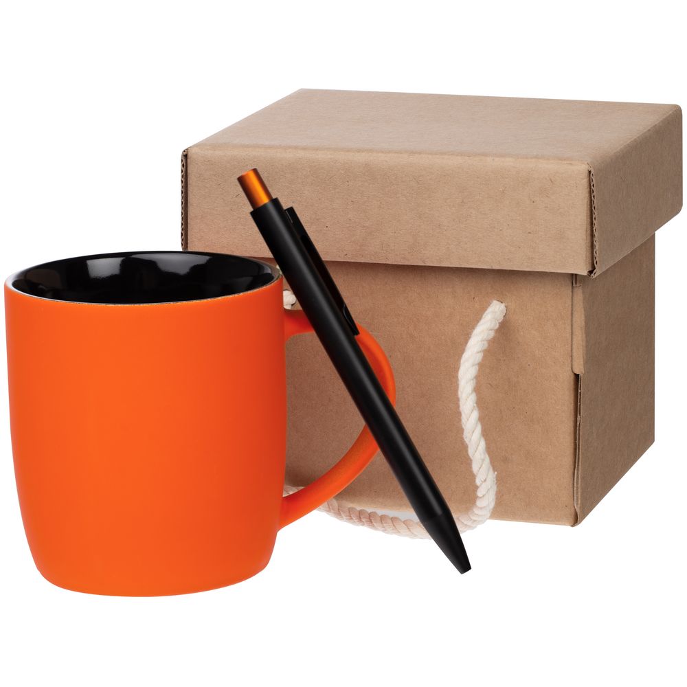 картинка Набор Color Block: кружка и ручка, оранжевый с черным от магазина