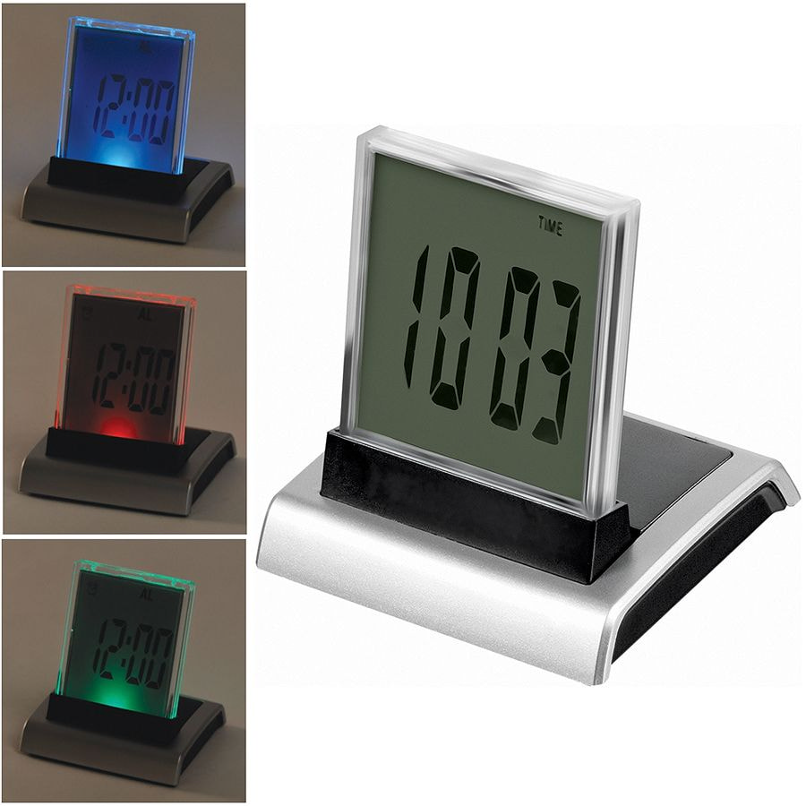 картинка Часы настольные с разноцветной подсветкой "ДИСПЛЕЙ"; 8,4х8,9х7,9 см; пластик; тампопечать от магазина