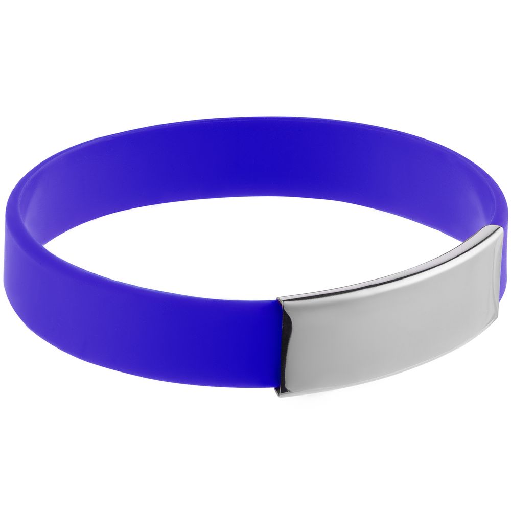 картинка Силиконовый браслет Brisky с металлическим шильдом, синий от магазина