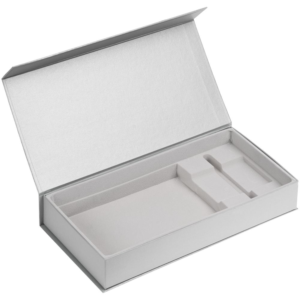 картинка Коробка Planning с ложементом под набор с планингом, ежедневником и ручкой, серебристая от магазина