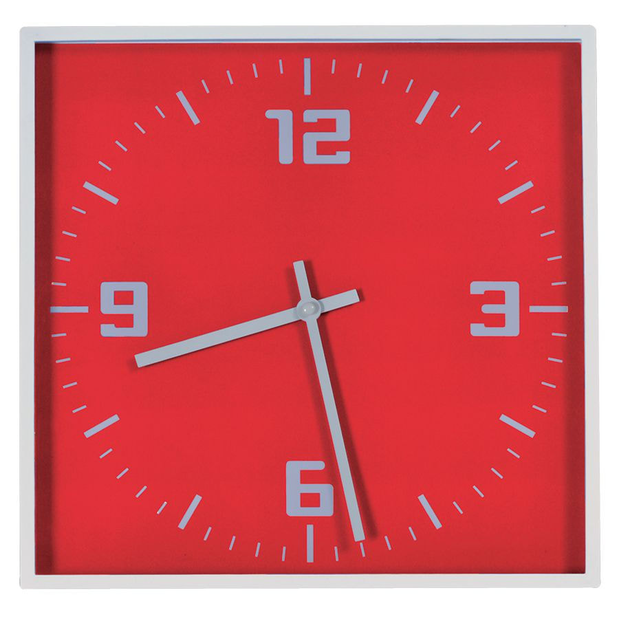 картинка Часы настенные "КВАДРАТ"; красный, 30*30 см; пластик; без элементов питания от магазина