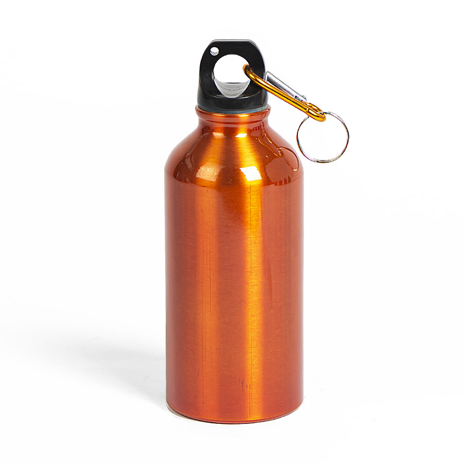 картинка Бутылка для воды "Mento-1", алюминиевая, с карабином, 400 мл., оранжевый от магазина