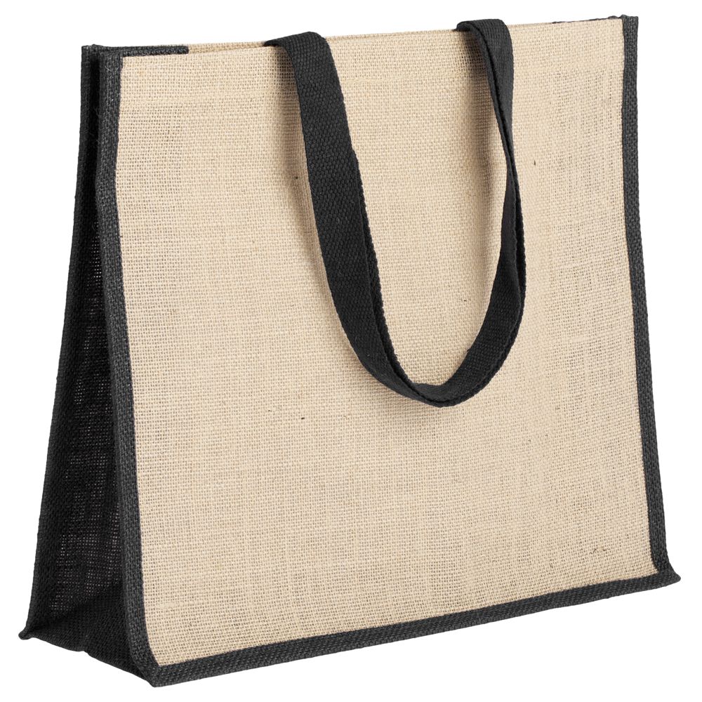 картинка Холщовая сумка для покупок Bagari с черной отделкой от магазина