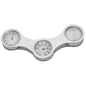 картинка Часы c термометром и гигрометром  "Цепь"; 9х8,6х4,5 см; металл; лазерная гравировка от магазина