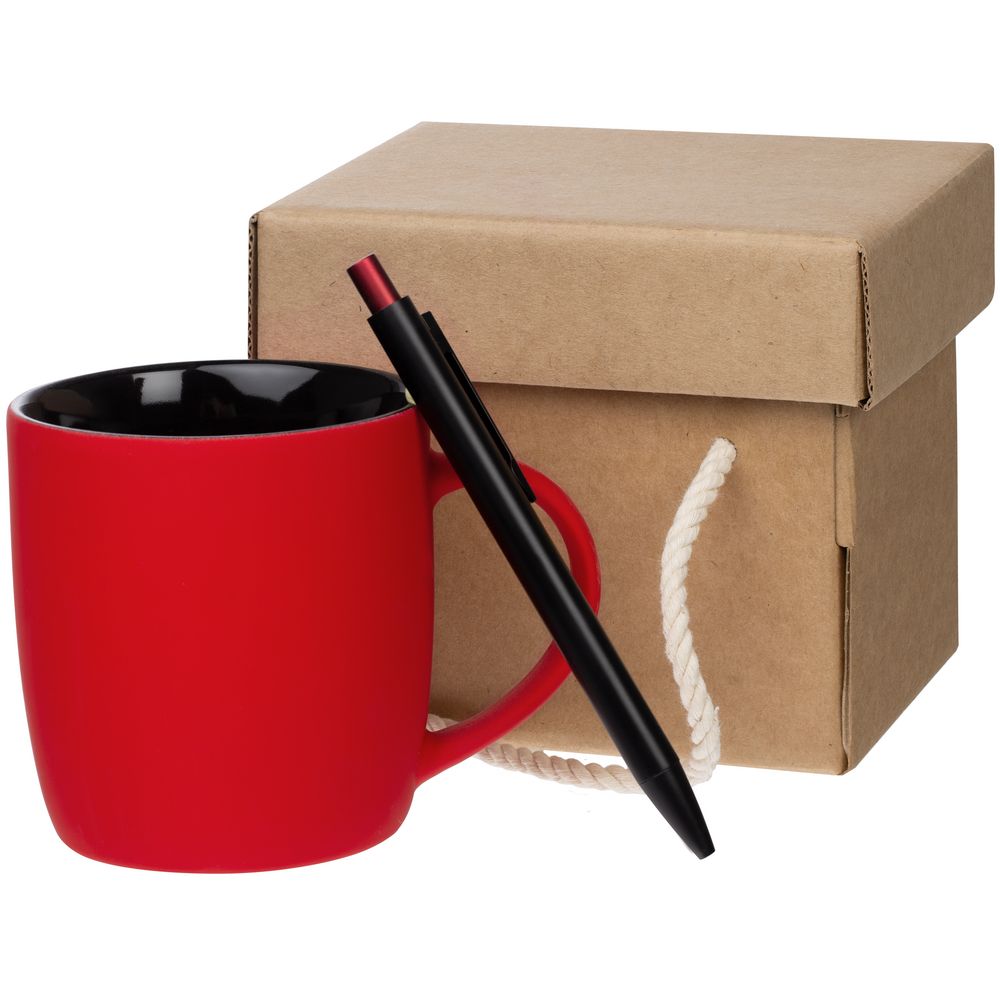 картинка Набор Color Block: кружка и ручка, красный с черным от магазина