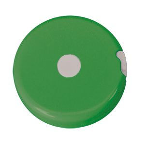 картинка Рулетка "Кнопка" (1,5 м); светло-зеленый; D=5 см; H=1,2 см; пластик; тампопечать от магазина