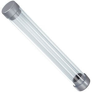 картинка Футляр-тубус для одной ручки, прозрачный/серый, пластик, 15х2 см от магазина