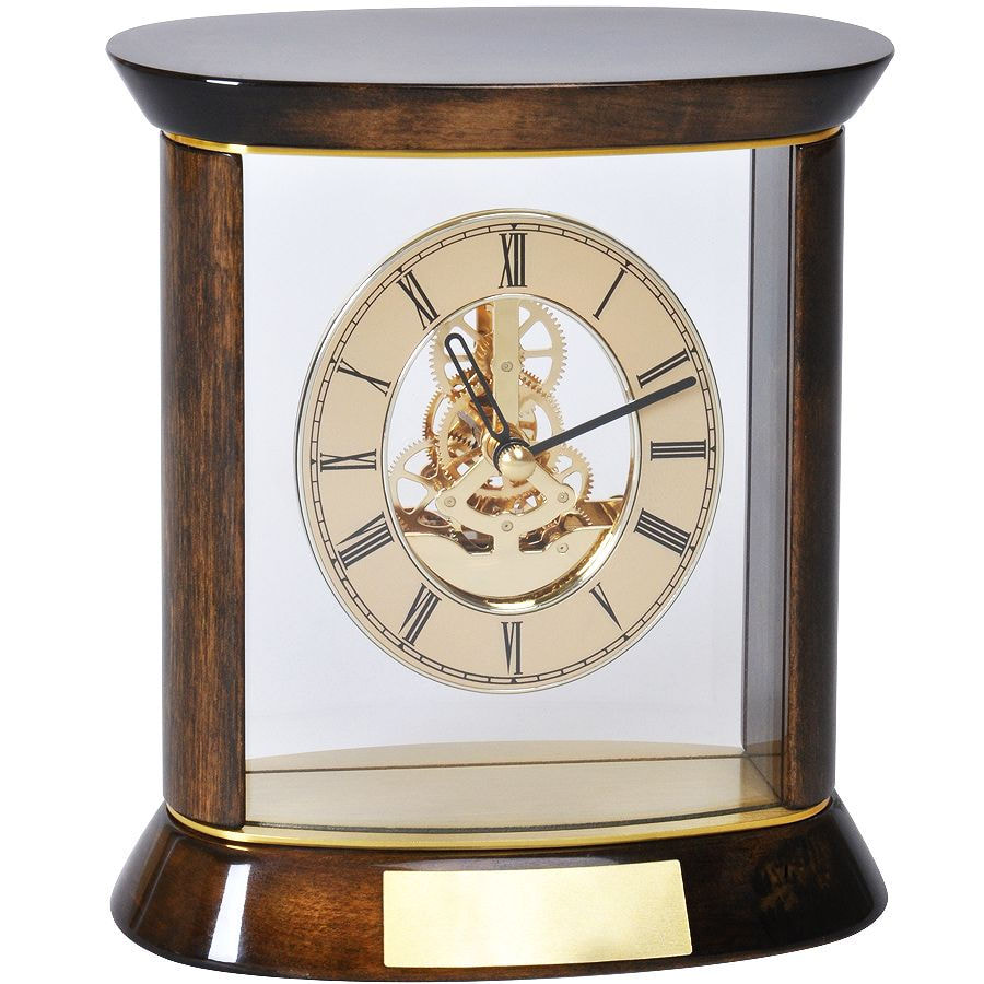 картинка Часы наградные "ПРЕМИУМ" с шильдом;   19,5х20 см, дерево/металл/стекло; лазерная гравировка от магазина