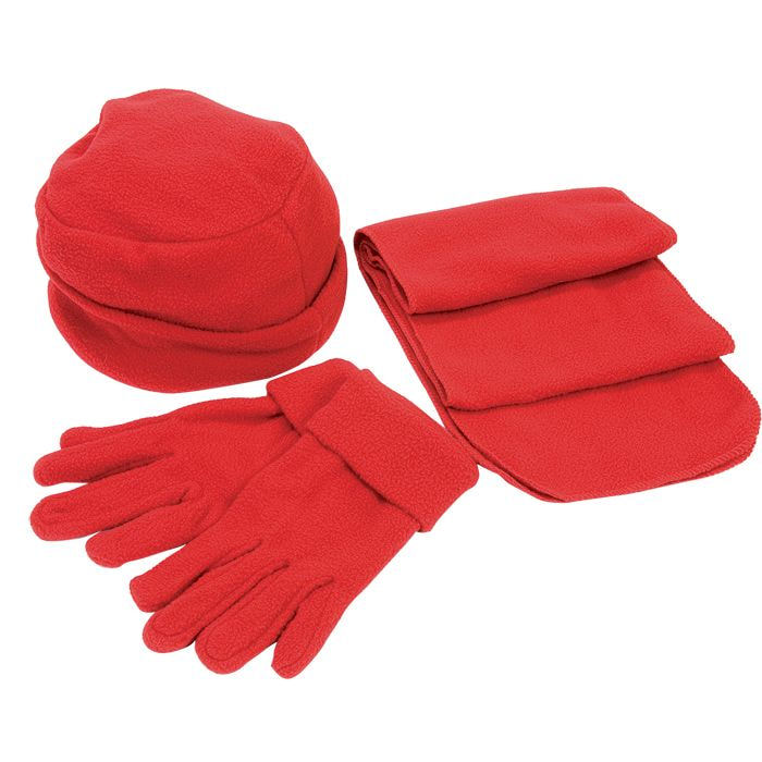 картинка Флисовый набор "Метель" шапка, шарф, перчатки, красный, флис, 190 гр/м4 от магазина
