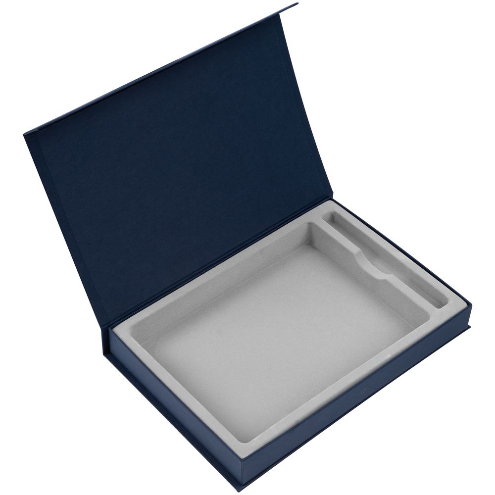 картинка Коробка Silk с ложементом под ежедневник 15х21 и ручку, синяя от магазина