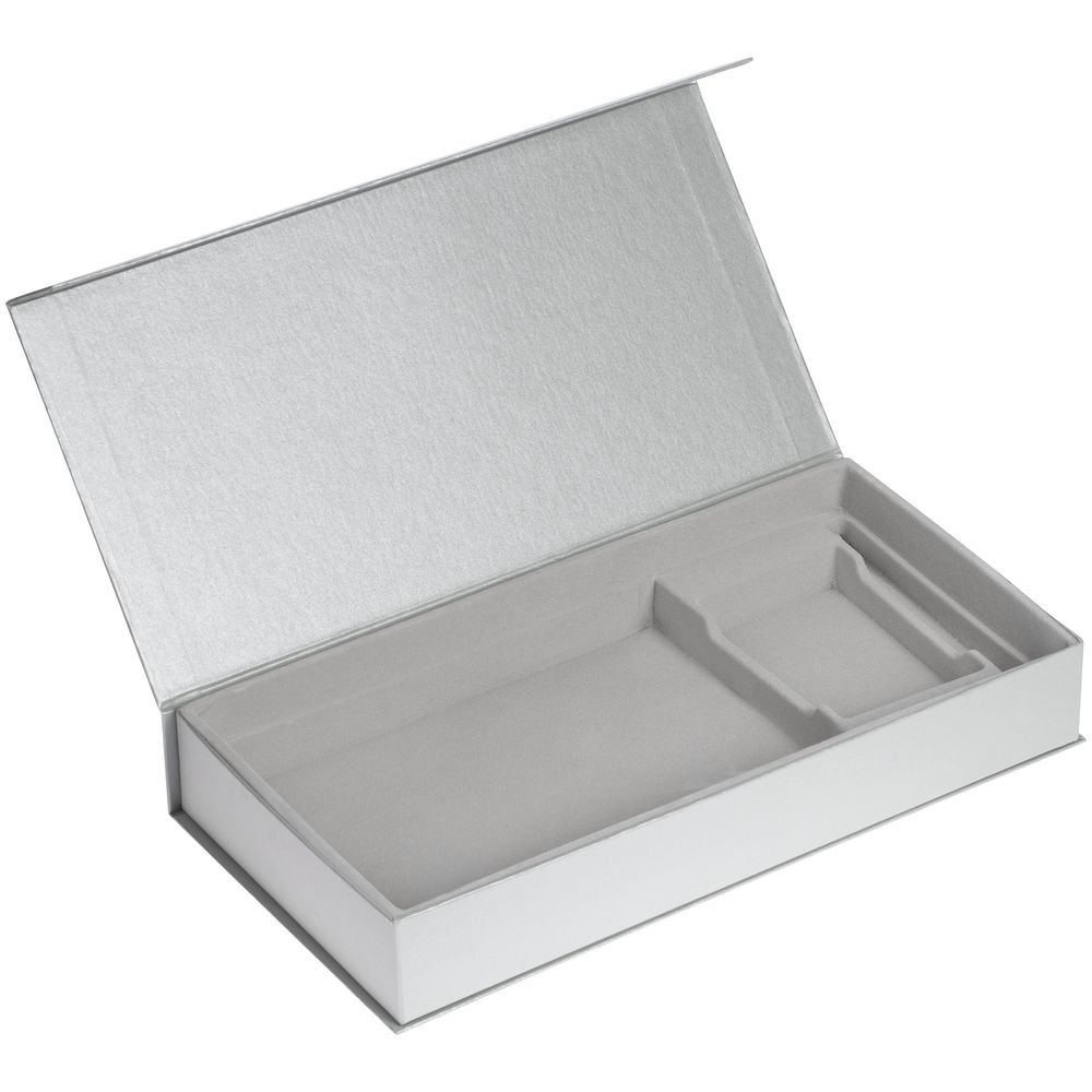 картинка Коробка Planning с ложементом под набор с планингом, ежедневником, ручкой и визитницей, серебристая от магазина