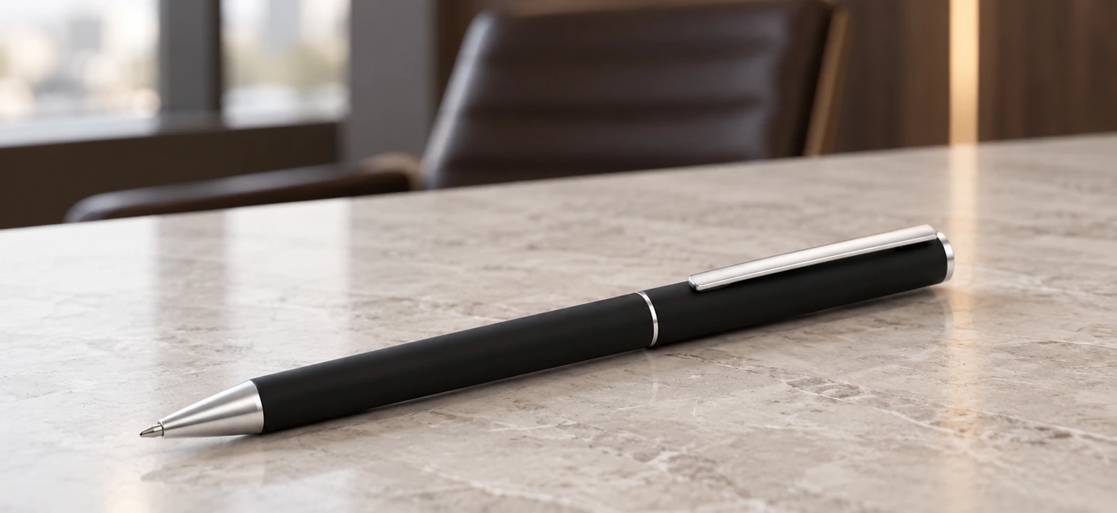Ручка шариковая Blade Soft Touch, черная в интерьерной композиции для статьи о корпоративных подарках