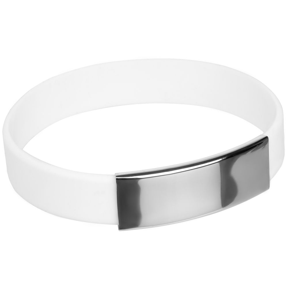 картинка Силиконовый браслет Brisky с металлическим шильдом, белый от магазина