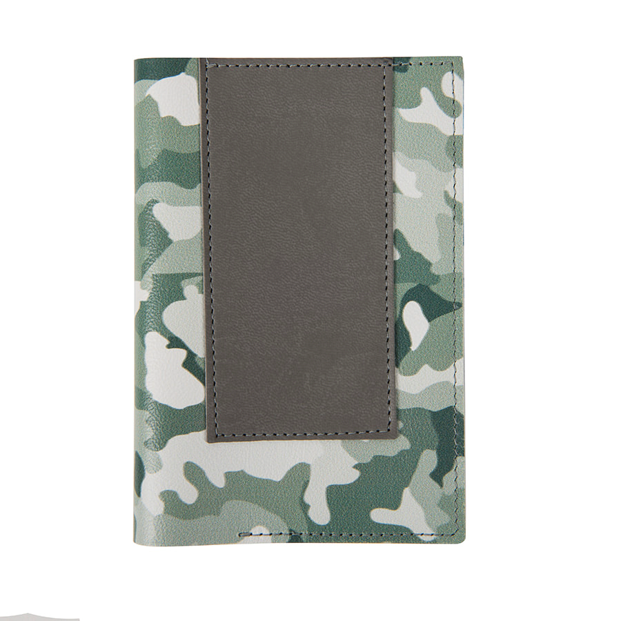 картинка Обложка для паспорта,"Military",серый камуфляж, кожа натуральная 100% от магазина