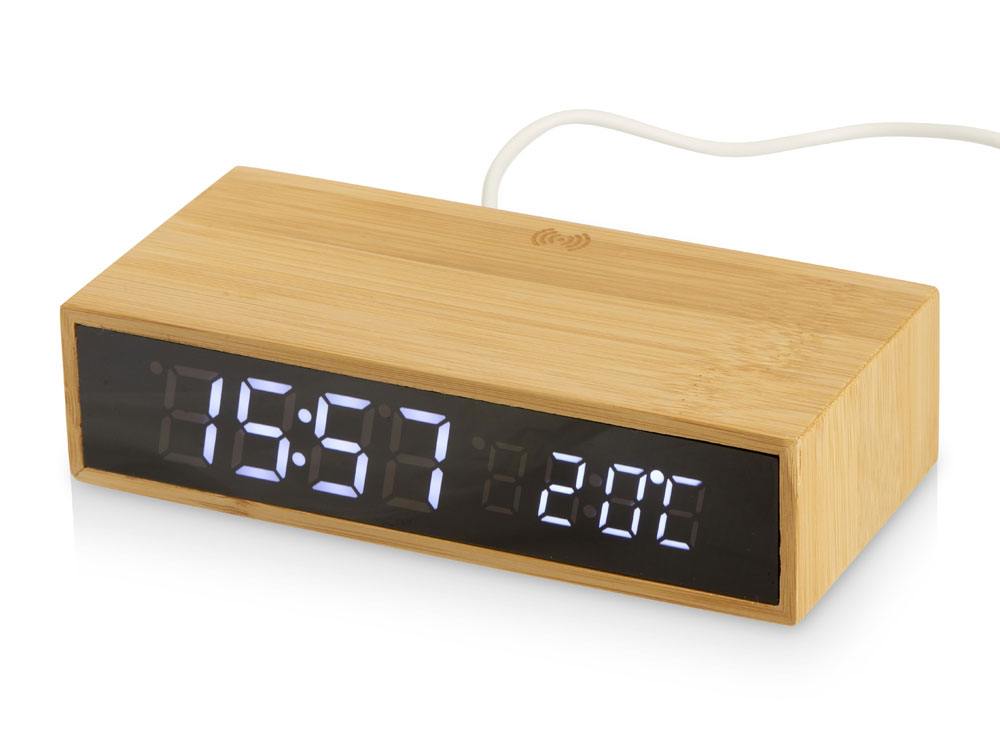 картинка Часы настольные с беспроводной зарядкой Index, 10 Вт от магазина