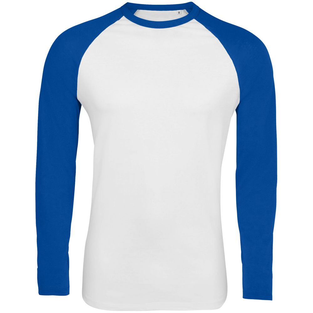 картинка Футболка мужская с длинным рукавом Funky Lsl, белая с ярко-синим от магазина