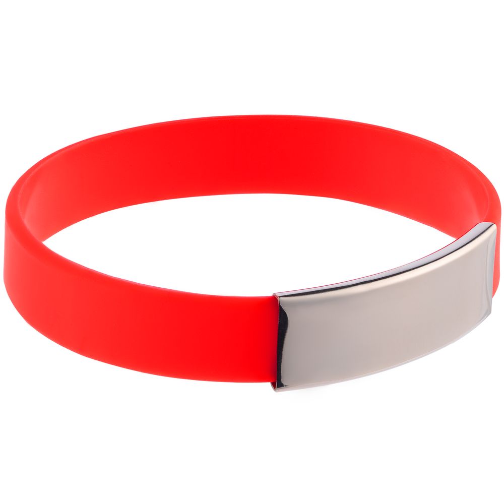 картинка Силиконовый браслет Brisky с металлическим шильдом, красный от магазина