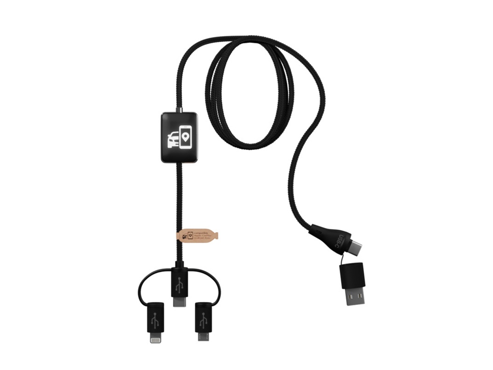 картинка Зарядный кабель 5 в 1 с поддержкой передачи данных и двойным светящимся логотипом от магазина