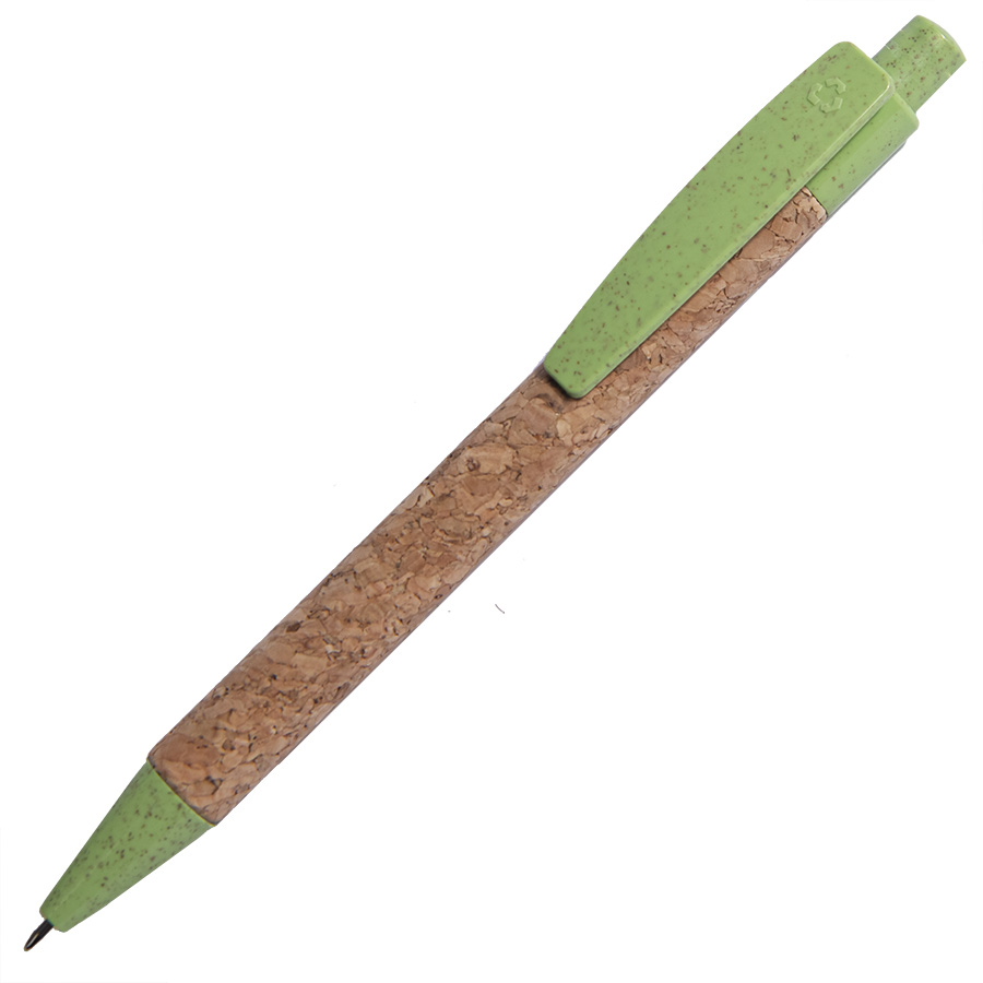 картинка Ручка шариковая N18, светло-зеленый, пробка, пшеничная волокно, ABS пластик, цвет чернил синий от магазина