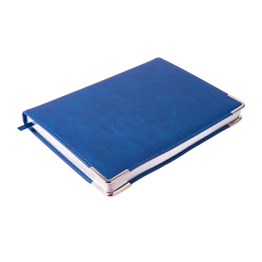картинка Ежедневник недатированный Kennedy, А5,  синий, белый блок, серебряный срез от магазина
