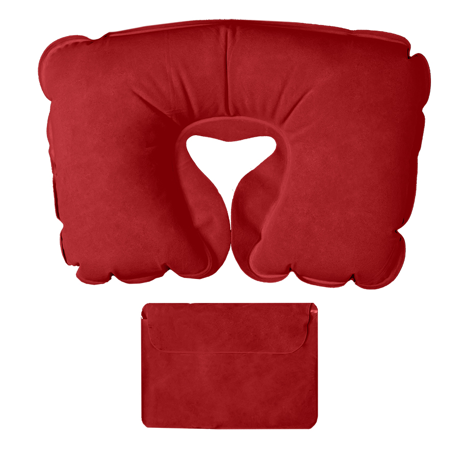 картинка Подушка надувная дорожная в футляре; красный; 43,5х27,5 см; твил; шелкография от магазина